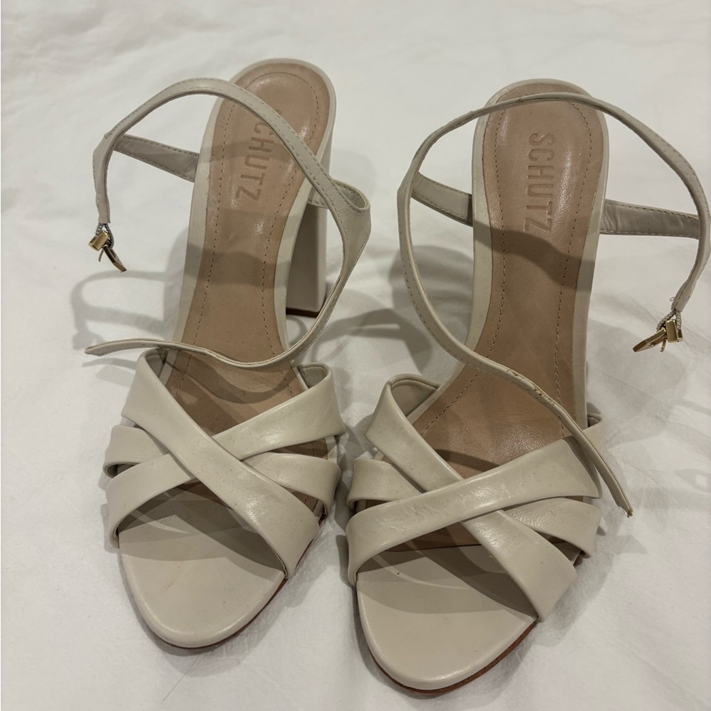 SCHUTZ Women's Beige Strappy Heels